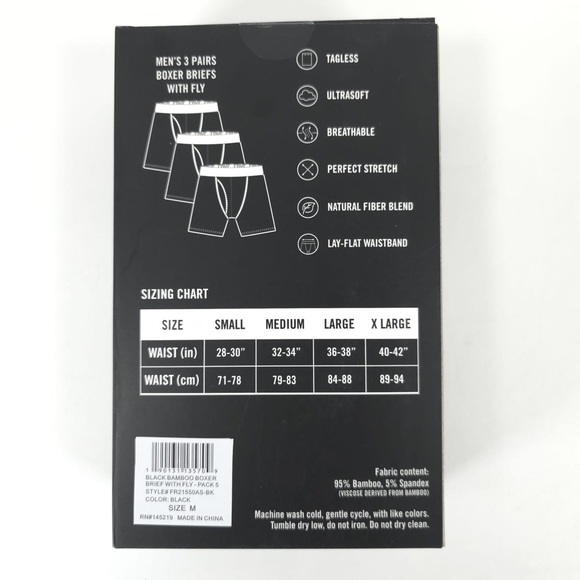 NWB FRYE MENS 3 PK BAMBOO‎ BLEND BOXER BRIEFS Ultrasoft SMALL, MEDIUM - Picture 5 of 6